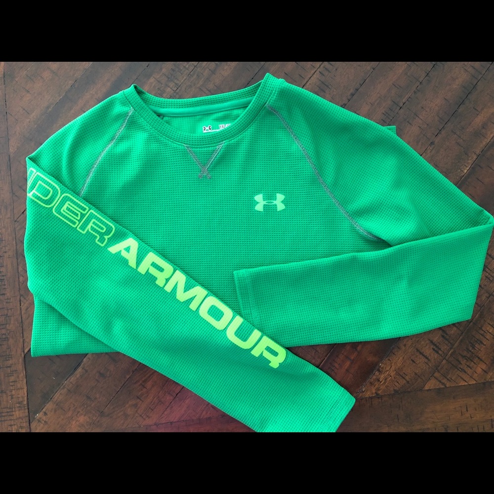 Boys Under Armour bright green long sleeve shirt